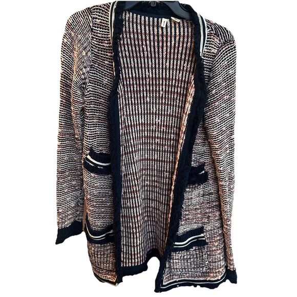 ANTHROPOLOGIE Grafton Marled Jacket by Moth Sz SP Knotted Fringe Pink Blue - Picture 2 of 8